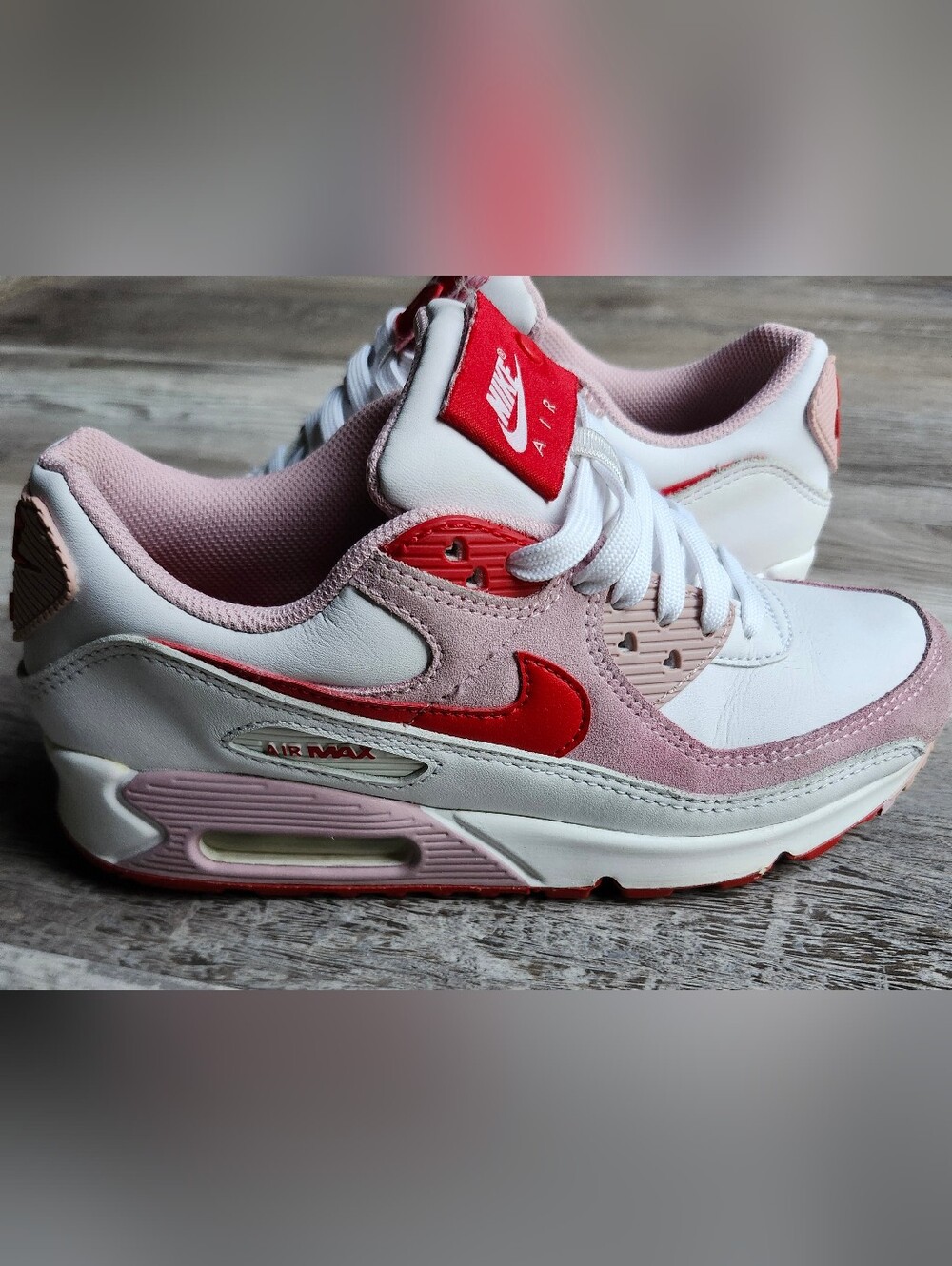 Nike Air Max 90 Pink Red White Sneakers Women's Size 7 EU 38 - Picture 3 of 11
